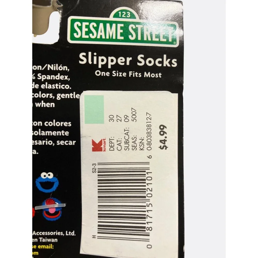 Sesame Street Kids Slipper Socks With Gripper Sole One Size Red Elmo Print